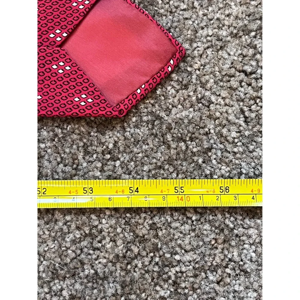 Puccini Milano Silk Tie Magenta Red Geometric Diamond Pattern Handmade in Italy